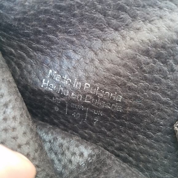 Y2K Brown leather stack heel slip on knee boots boho - Picture 7 of 8